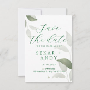 Reserve A Data Casamento com aquarela botânica