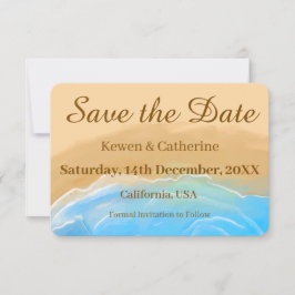 Reserve A Data Casamento com Aquarela da Praia Elegante
