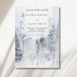 Reserve A Data Casamento com Aquarela de Montanha Florestal Nevad