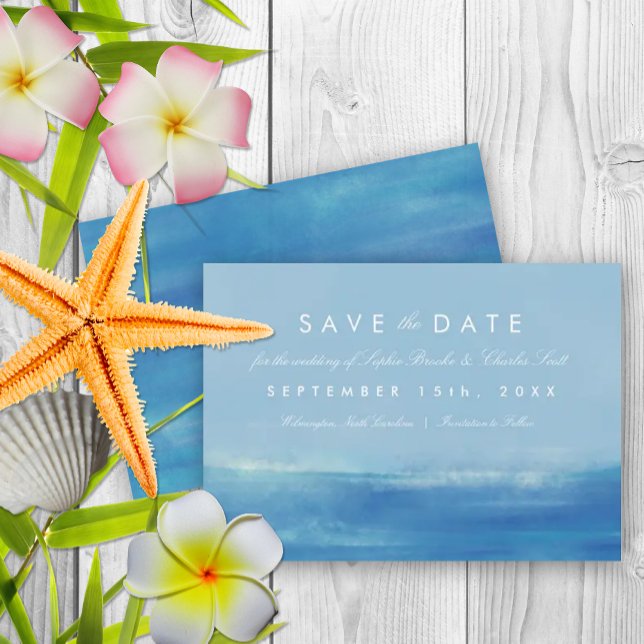 Reserve A Data Casamento com Aquarela do Oceano Elegante Salvar a (Elegant watercolor beach themed save the date)