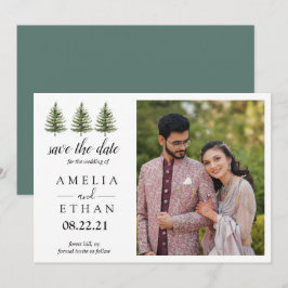 Reserve A Data Casamento com Aquarela Florestal de Inverno