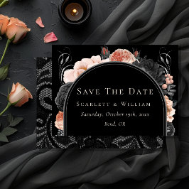 Reserve A Data Casamento com Arco Negro Blush Vintage Gótico