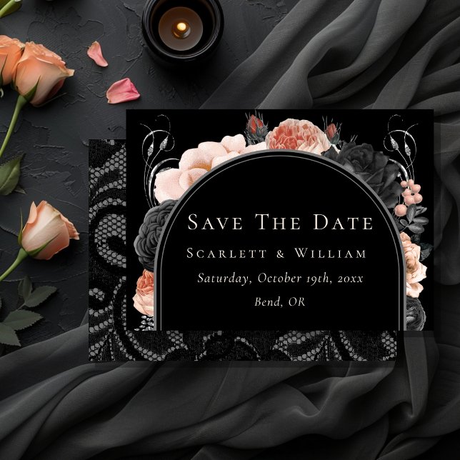 Reserve A Data Casamento com Arco Negro Blush Vintage Gótico (Criador carregado)