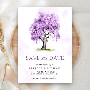 Reserve A Data Casamento com Árvore Floral de Wisteria Roxa