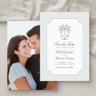Reserve A Data Casamento com Árvore Tropical Palm Salve a Data