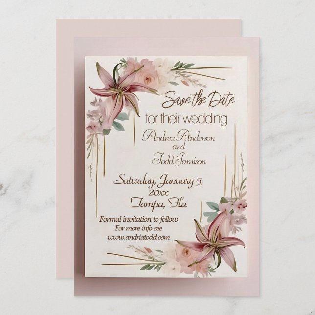 Reserve A Data Casamento com Aztec Lilly (Frente/Verso)