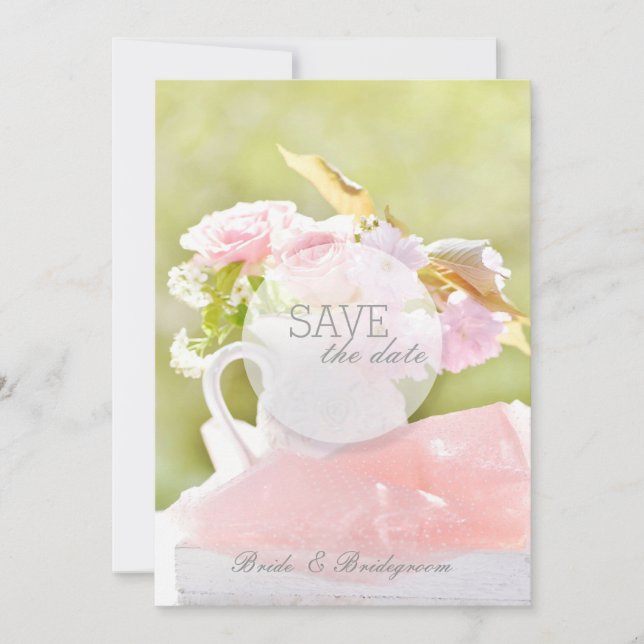 Reserve A Data Casamento com Buquê de Primavera fresco (Frente)