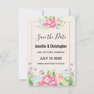 Reserve A Data Casamento com Buquê Floral de Cor de Água Rosa M