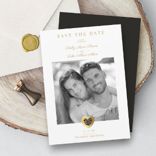 Reserve A Data Casamento com Casal de Foto Chic Black & Dourado H