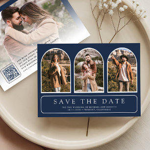 Reserve A Data Casamento com Código QR de Foto de Arco Minimalist