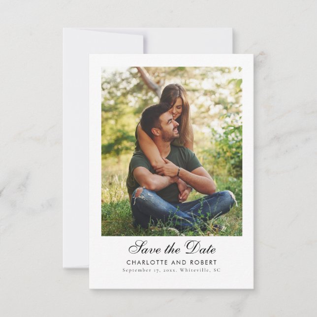 Reserve A Data Casamento com Código QR de Foto Moderna (Frente)