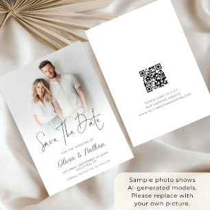 Reserve A Data Casamento com Código QR de Sobreposição de Foto Mo