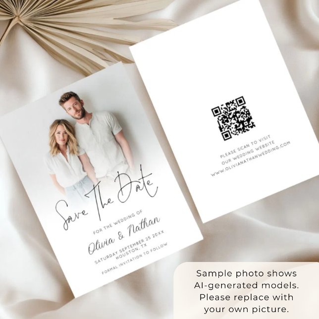 Reserve A Data Casamento com Código QR de Sobreposição de Foto Mo (Criador carregado)