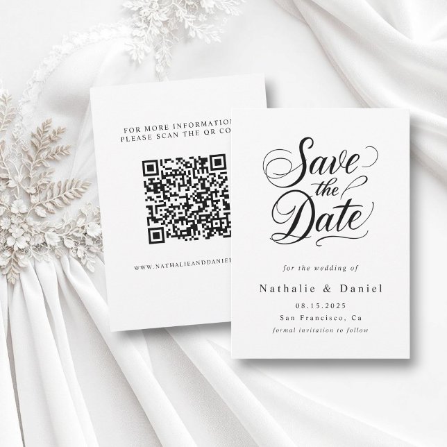 Reserve A Data Casamento com código QR preto e branco simples mod (Criador carregado)