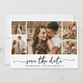 Reserve A Data Casamento com Colagem de Fotos Elegante Typografia