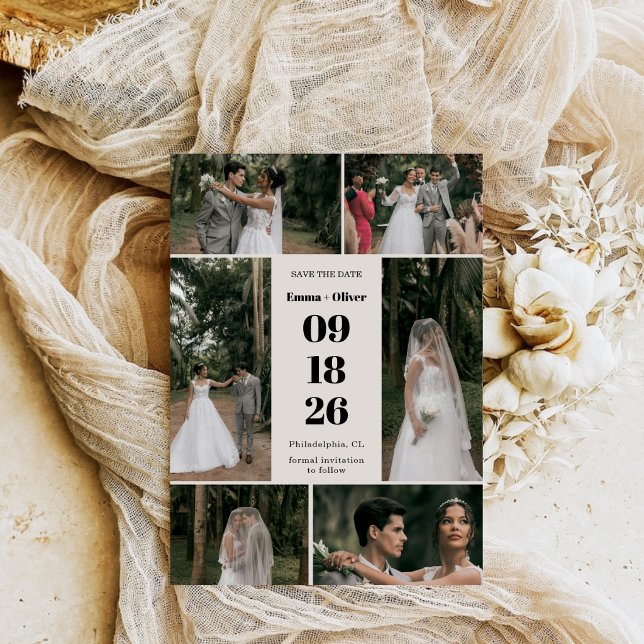 Reserve A Data Casamento com Colagem de Letra Elegante (Criador carregado)