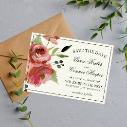 Reserve A Data Casamento com Cor de Água Evergreen, Cor de Rosa F