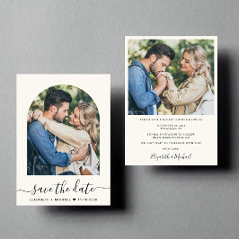 Reserve A Data Casamento com Creme de Arch de Script Elegante