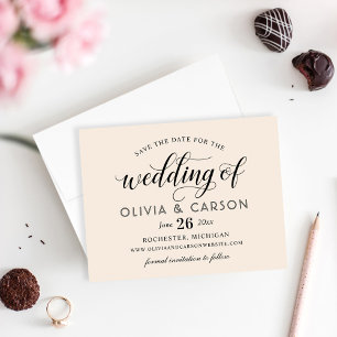 Reserve A Data Casamento com Creme Moderno e Script Negro