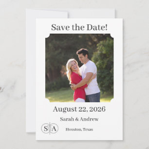 Reserve A Data Casamento com Cruz e Anéis Monogramados
