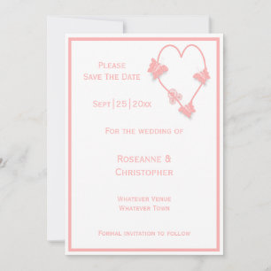 Reserve A Data Casamento com Design de Coração de Borboletas Cor-