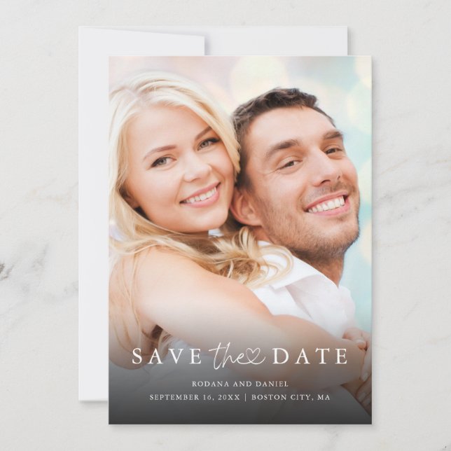 Reserve A Data Casamento com Detalhes de Código QR de Foto Minima (Frente)