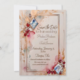 Reserve A Data Casamento com diamantes e rubis