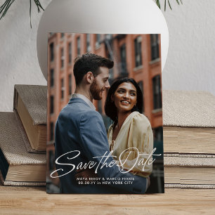 Reserve A Data Casamento com duas fotos de roteiro elegante