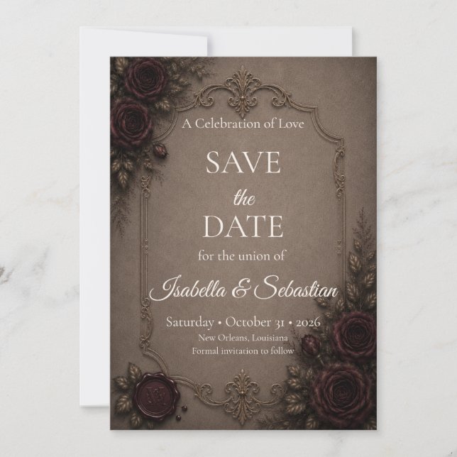 Reserve A Data Casamento com Elegância Gótica (Frente)