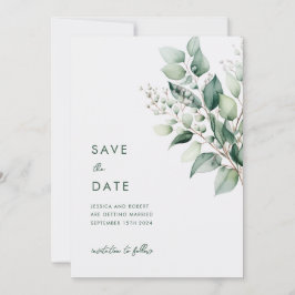 Reserve A Data Casamento com Elegante Minimalismo de Eucalipto Ve