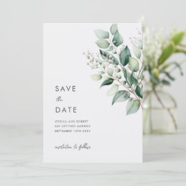 Reserve A Data Casamento com Elegante Minimalismo de Eucalipto Ve