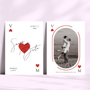 Reserve A Data Casamento com Estilo de Carta de Baralho Minimalis