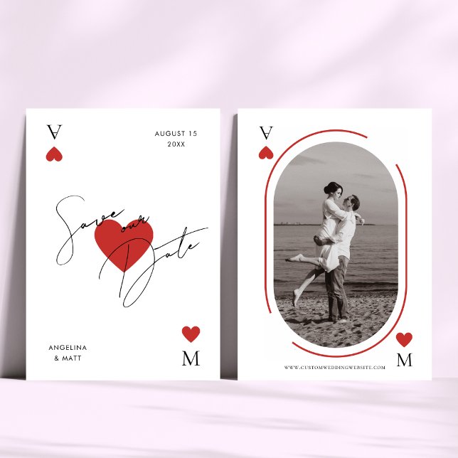 Reserve A Data Casamento com Estilo de Carta de Baralho Minimalis (Criador carregado)
