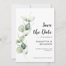 Reserve A Data Casamento com eucalipto em aquarela