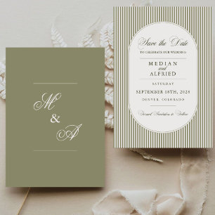 Reserve A Data Casamento com Faixa Verde Oliva em Caligrafia