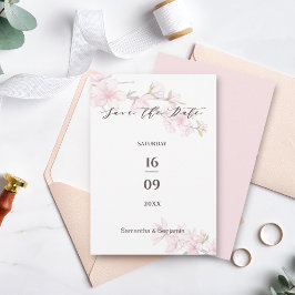 Reserve A Data Casamento com Flor de Primavera Elegante