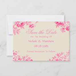 Reserve A Data Casamento com Flor de Toalha Rosa Vintage