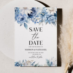 Reserve A Data Casamento com Flor Floral Dusty Blue