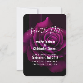 Reserve A Data Casamento com Flor Rosa vermelha Roxo-Gótica