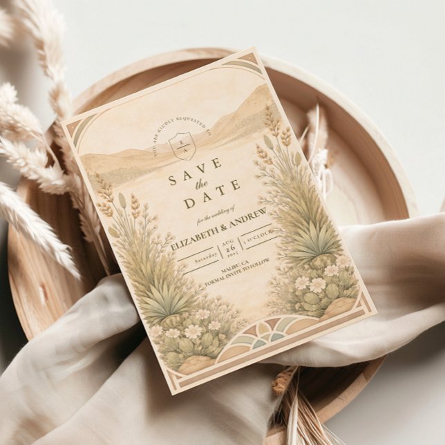 Reserve A Data Casamento com Florais Neutros e Deserticos Suaves (Criador carregado)