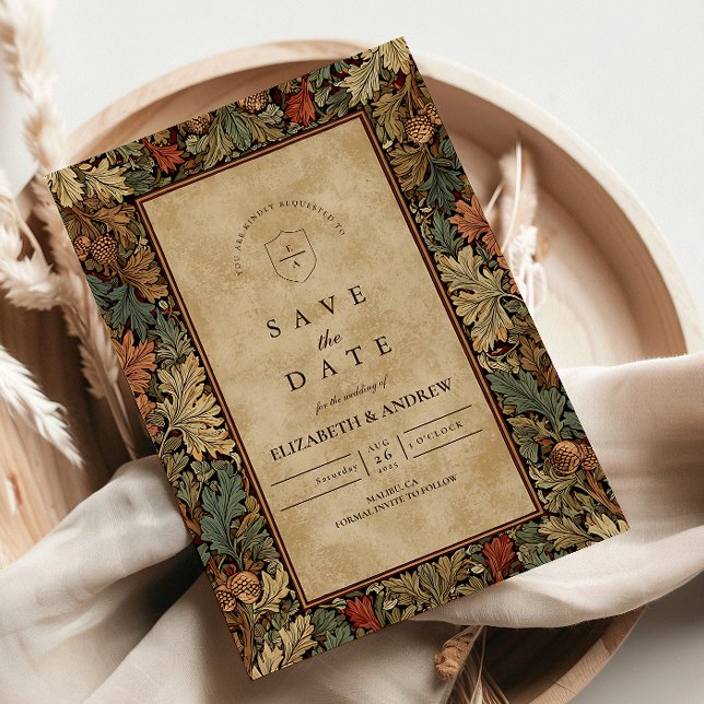 Reserve A Data Casamento com Folhagem Botânica Vintage (Criador carregado)