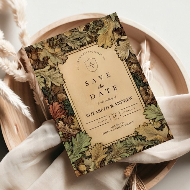 Reserve A Data Casamento com Folhagem Botânica Vintage (Criador carregado)