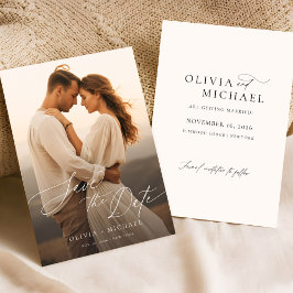 Reserve A Data Casamento com Foto Chic de Caligrafia Moderna