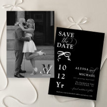 Casamento com Foto de Arco Preto e Branco Monogram