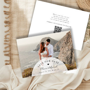 Reserve A Data Casamento com foto de código QR moderno minimalist