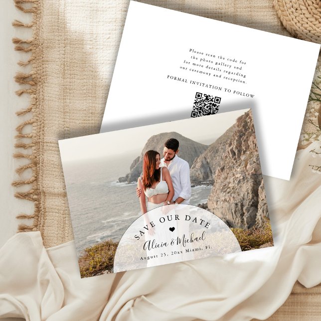 Reserve A Data Casamento com foto de código QR moderno minimalist (Criador carregado)