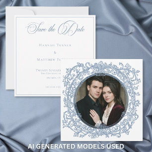 Reserve A Data Casamento com Foto de Jardim com Crista Azul Elega