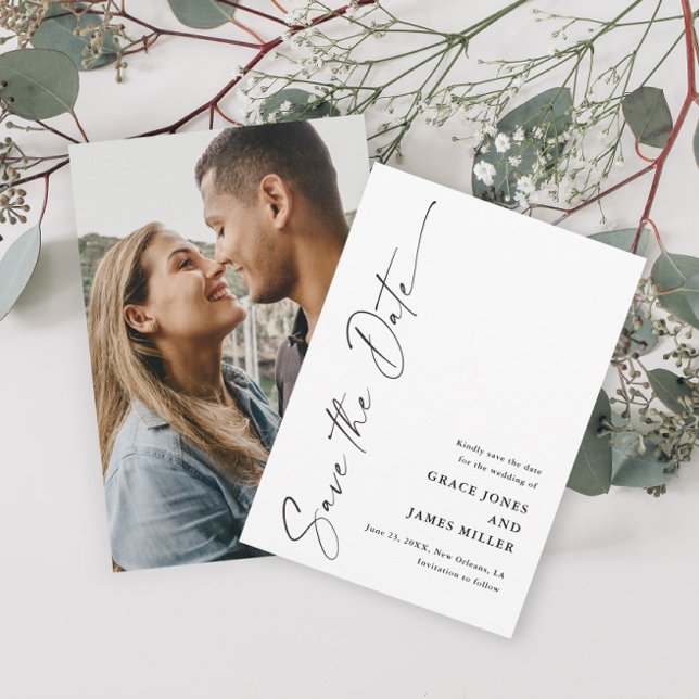 Reserve A Data Casamento com Foto de Letra Moderna e Elegante (Criador carregado)