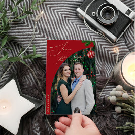 Reserve A Data Casamento com Foto de Natal na moda