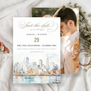 Reserve A Data Casamento com Foto de Paisagem em Aquarela de São